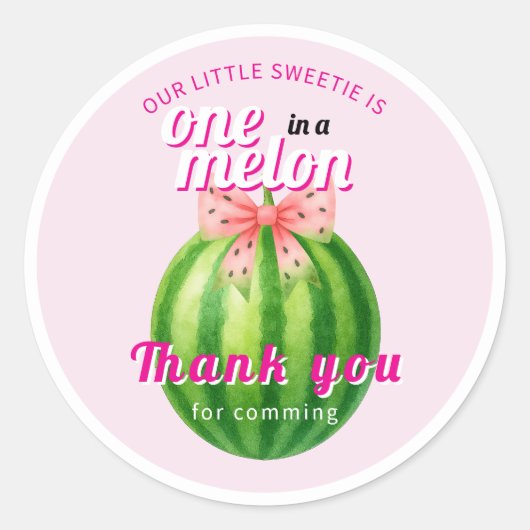Sweet Melon First Birthday Party ラウンドシール (正面)