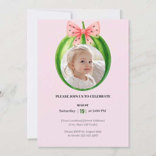 Sweet Melon First Birthday Party 招待状 (裏面)