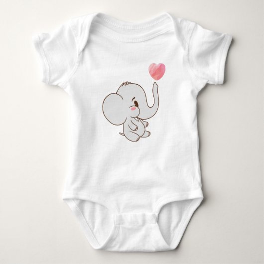 Sweet Minimalist Elephant with Heart for Newborn  ベビーボディスーツ (正面)