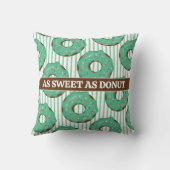 Sweet Minty Green Donut Throw Pillow クッション (裏面)