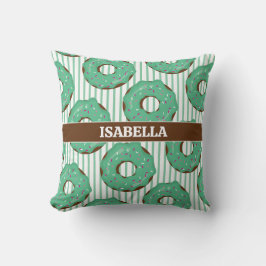 Sweet Minty Green Donut Throw Pillow クッション