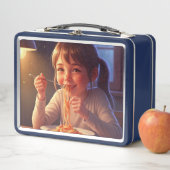 Sweet Modest Design – Jewish Girl Eating Pasta メタルランチボックス (インサイチュ)