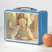 Sweet Modest Design – Jewish Girl Eating Pasta メタルランチボックス (インサイチュ)