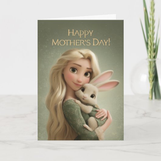 Sweet Mom and Baby Bunny Mother’s Day Card カード (正面)