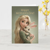 Sweet Mom and Baby Bunny Mother’s Day Card カード (黄色い花)