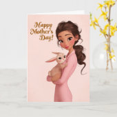 Sweet Mom and Bunny Mother’s Day Card カード (黄色い花)