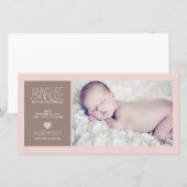 Sweet Moment Photo Baby Girl Birth Announcement 案内状 (正面/裏面)