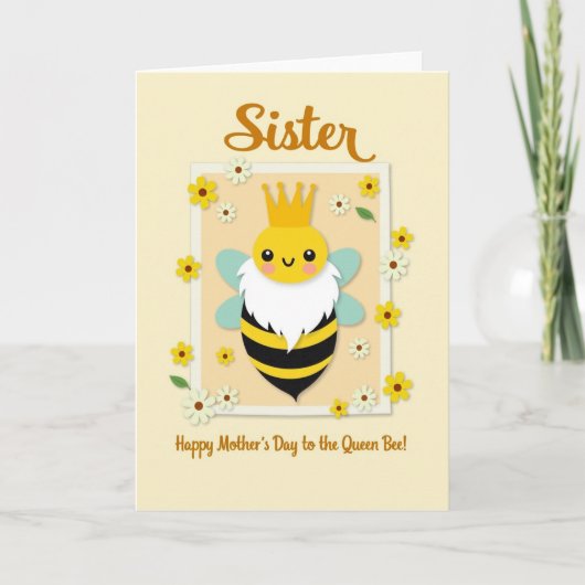 Sweet Mothers Day Bee Illustration Card カード (正面)