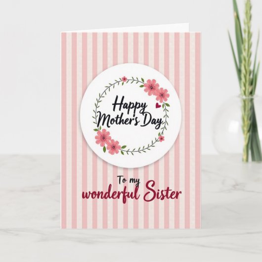 Sweet Mothers Day Floral Wreath Card カード (正面)