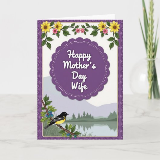 Sweet Mothers Day Lake Bird Card カード (正面)