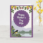 Sweet Mothers Day Lake Bird Card カード (黄色い花)