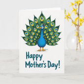Sweet Mothers Day Peacock Card カード (黄色い花)