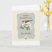Sweet Mothers Day Robin Art Card カード (黄色い花)