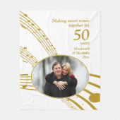 Sweet Music Notes 50th Golden 結婚's Anniversary フリースブランケット (正面)