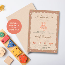 Sweet Muslim Pink Baby Outfits Birth Announcement 案内状
