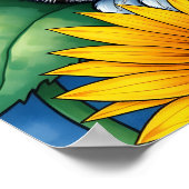 Sweet Napping Gray Cat and Sunflower ポスター (角)