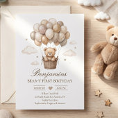 Sweet Neutral Bear ホットエアバルーン バースデー 招待状