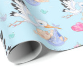 Sweet New Baby Boy and Stork  ラッピングペーパー (ロールコーナー)