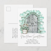 Sweet New Home - New Address Watercolor Door  案内ポストカード (正面/裏面)
