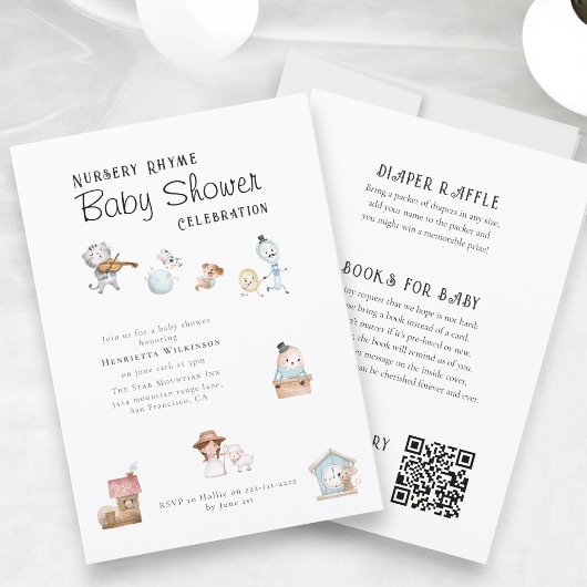 Sweet Nursery Rhyme Baby Shower all in one 招待状