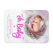 Sweet Oh Baby Girl Birth Announcement写真 マグネット (横)