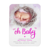 Sweet Oh Baby Girl Birth Announcement写真 マグネット (縦)