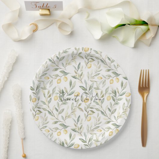 Sweet On You Lemons Wedding ペーパープレート (ウェディング)