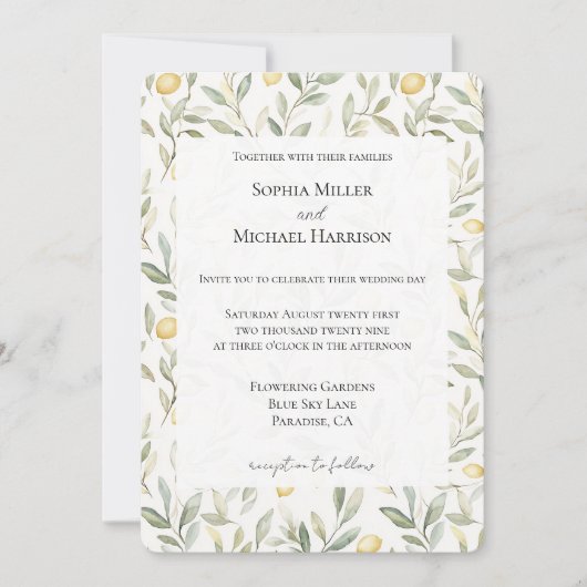 Sweet On You Lemons Wedding 招待状 (正面)