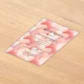 Sweet On You Pink Peach Hearts Bridal Shower アクリル招待状 (レイダウン)