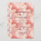 Sweet On You Pink Peach Hearts Bridal Shower 招待状 (正面/裏面)
