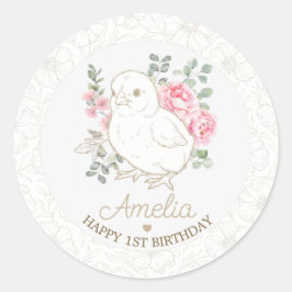 Sweet Oneテーマの誕生日パーティーファーバー ラウンドシール