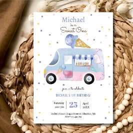 Sweet One アイスクリームトラック １歳の誕生日 招待状