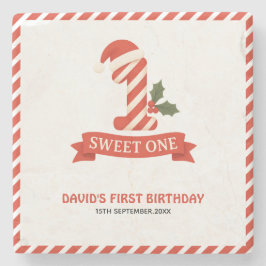 Sweet One クリスマス 1歳の誕生日招待状 ストーンコースター