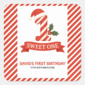 Sweet One クリスマス 1歳の誕生日 スクエアシール (正面)