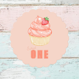 Sweet ONE, ピンクの女の子のファーストバースデースカラップ ペーパーコースター