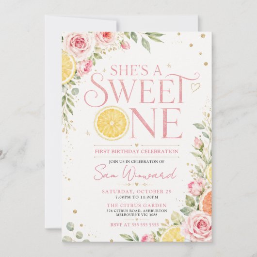 Sweet One 初誕生日パーティー 招待状 (正面)