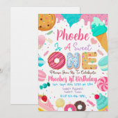 Sweet One 1歳の誕生日パーティー招待状 招待状 (正面/裏面)