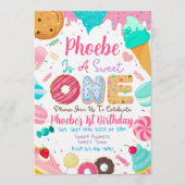 Sweet One 1歳の誕生日パーティー招待状 招待状 (正面)
