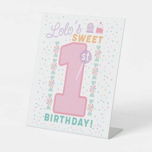 Sweet One 1歳の誕生日台座看板 台座サイン (正面)