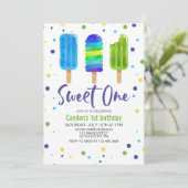 Sweet One 1歳の誕生日招待状 招待状 (スタンド正面)