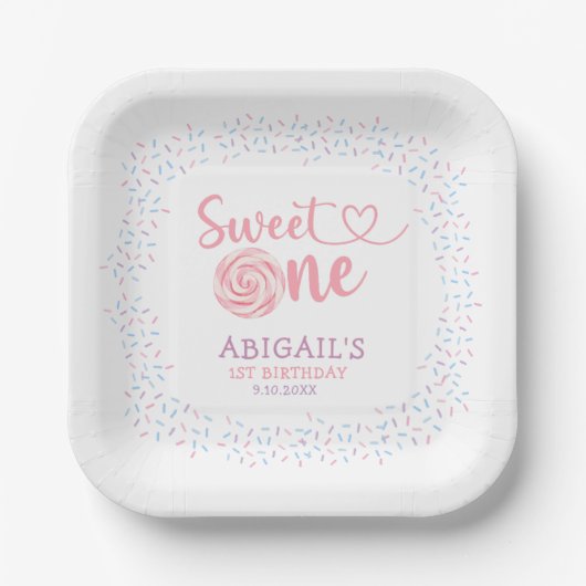 "SWEET ONE" 1歳の誕生日 ペーパープレート (正面)