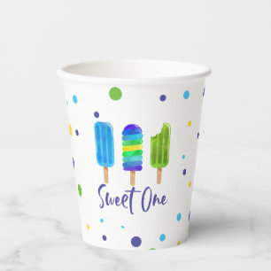 Sweet One 1歳の誕生日 青 緑 紙コップ