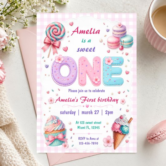 Sweet one 1st バースデー パーソナライズ 招待状