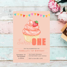 Sweet ONE, 1st birthdayパーティーカップケーキの招待