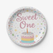Sweet One 1st Birthday Paper Plate