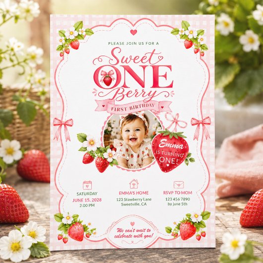 Sweet One Berry ファーストバースデー 写真 招待状