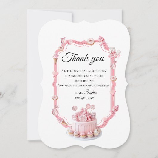 Sweet One Birthday サンキューカード (正面)