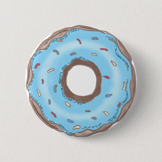 Sweet One Boys Blue Donut Birthday Favors Button 缶バッジ (正面)