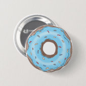 Sweet One Boys Blue Donut Birthday Favors Button 缶バッジ (正面&裏面)