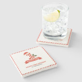 Sweet One Christmas First Birthday Invitation ストーンコースター (横)